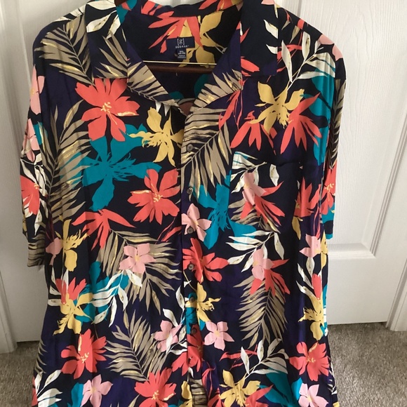 NWT George Button Down Shirt Hawaiian Print SS Size 3XL - Picture 1 of 7